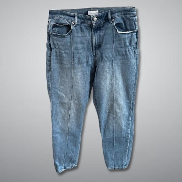 LOFT Relaxed Fit Denim Jeans Mid Rise Waist Vertical Seam Blue Women’s US 30/10 - Picture 1 of 6